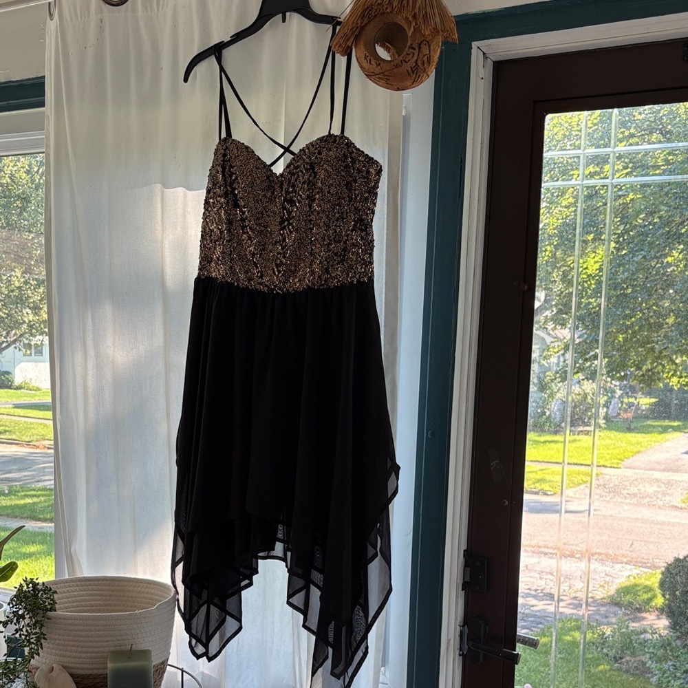 Speechless Black and Gold Sequin Dress